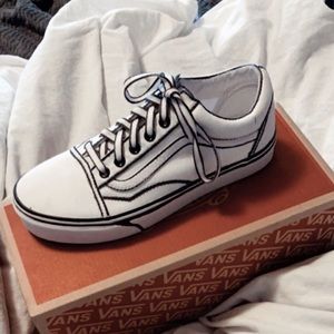 white cartoon vans